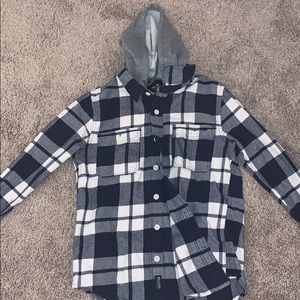 hollister flannel with attached hoodie